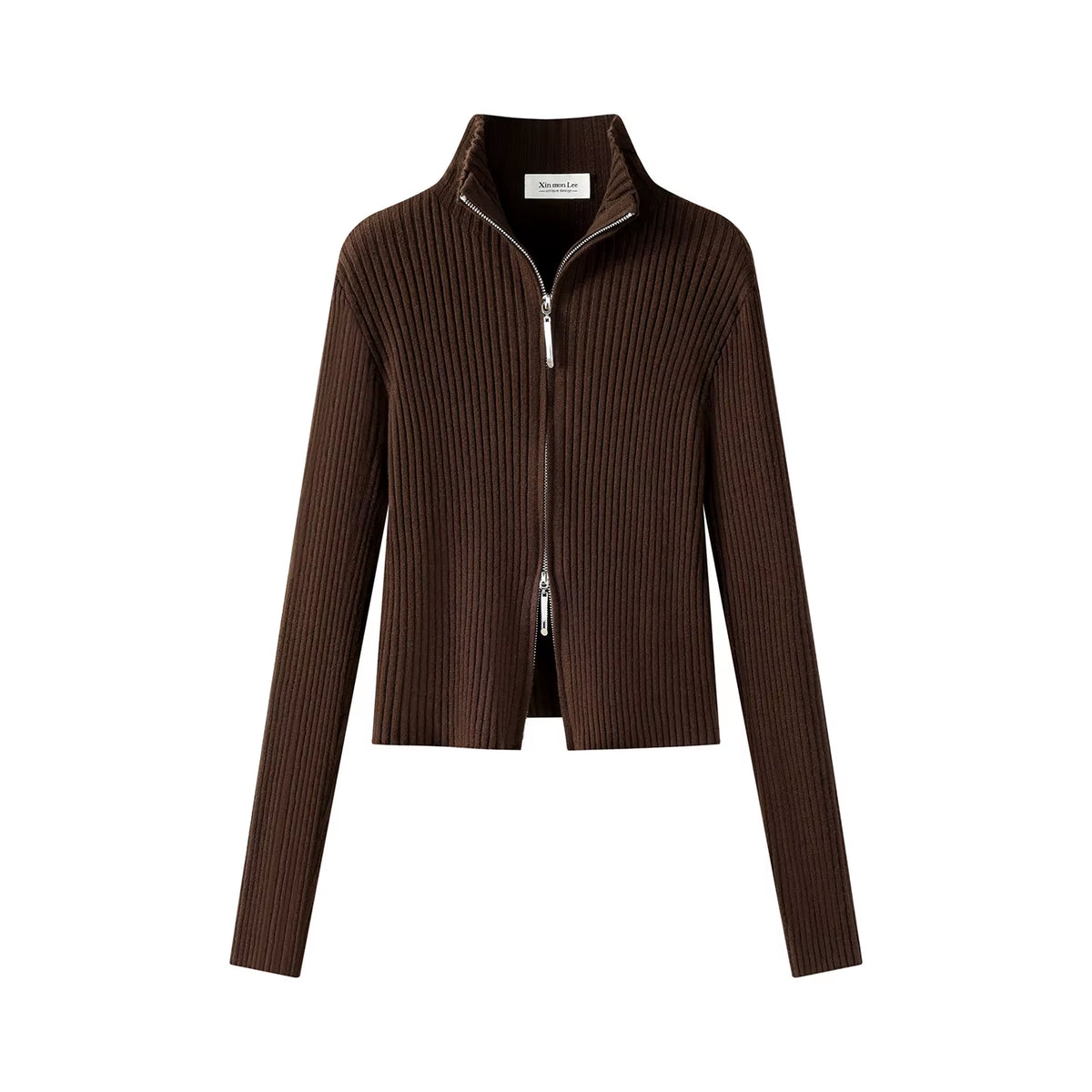 Korean Long Sleeve Outerwear 2026 Women'S Autumn Winter Knit Cardigan Versatile Office Slim Flattering Cropped Zip-Up Sweater